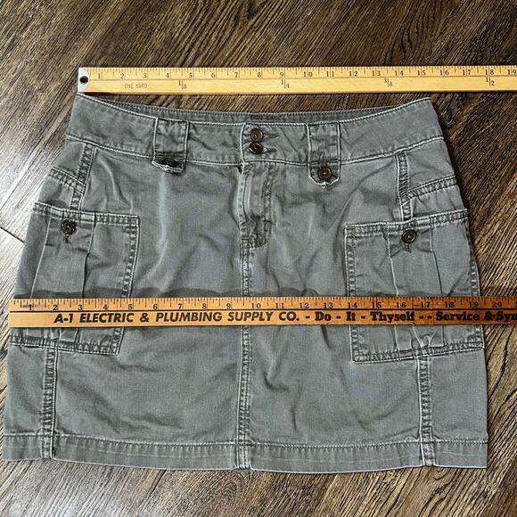 Vtg 90s Y2k L.E.I. Olive Green Cargo Mini Skirt 9 - Picture 6 of 7